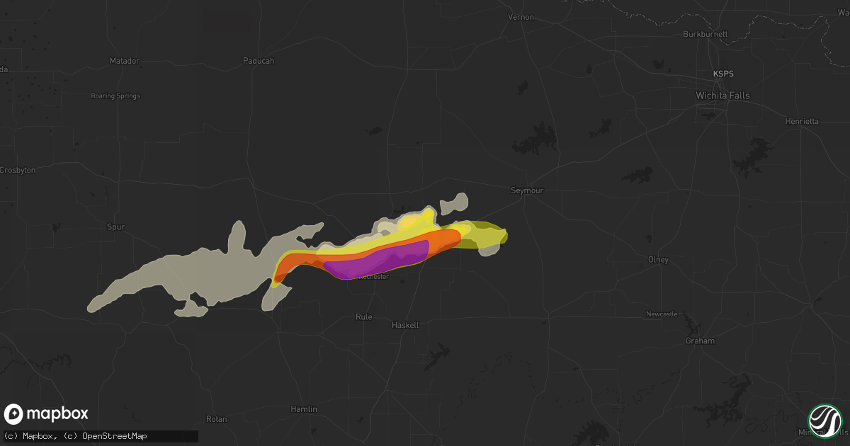 Hail map in Munday, TX on May 17, 2021