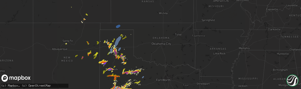 Hail map in Oklahoma on May 17, 2021