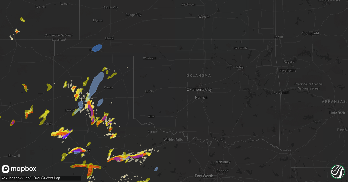 Hail map in Oklahoma on May 17, 2021
