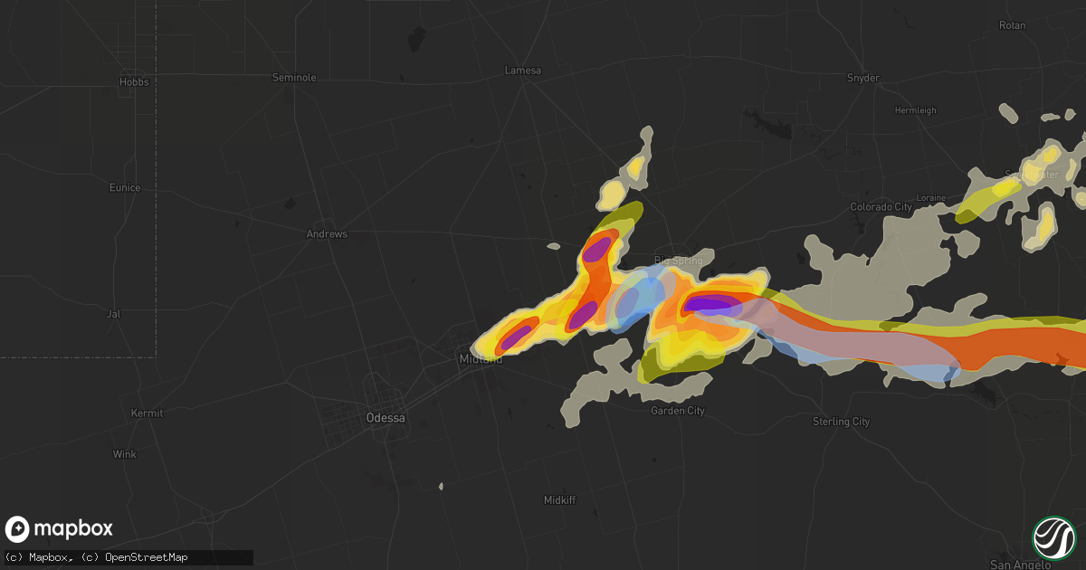 Hail map in Stanton, TX on May 17, 2021