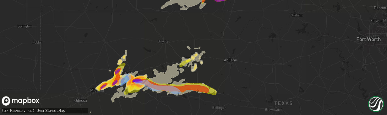 Hail map in Sweetwater, TX on May 17, 2021