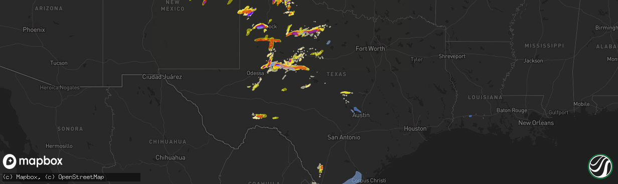 Hail map in Texas on May 17, 2021