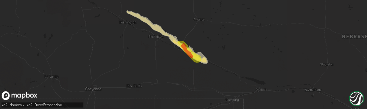 Hail map in Bridgeport, NE on May 17, 2022