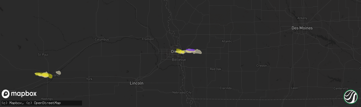 Hail map in Council Bluffs, IA on May 17, 2022