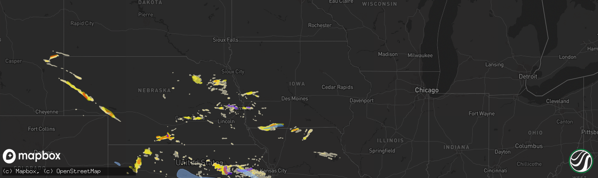 Hail map in Iowa on May 17, 2022