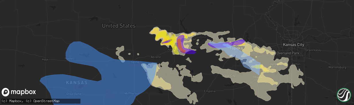 Hail map in Junction City, KS on May 17, 2022