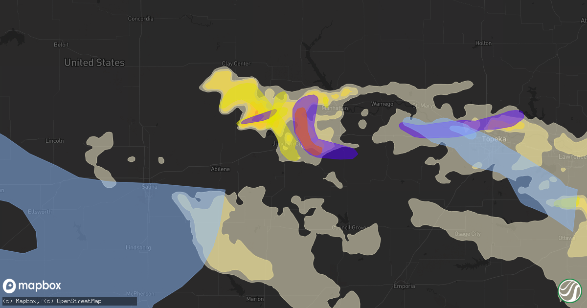 Hail map in Junction City, KS on May 17, 2022
