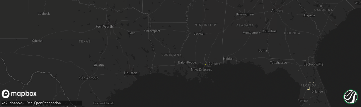 Hail map in Louisiana on May 17, 2022