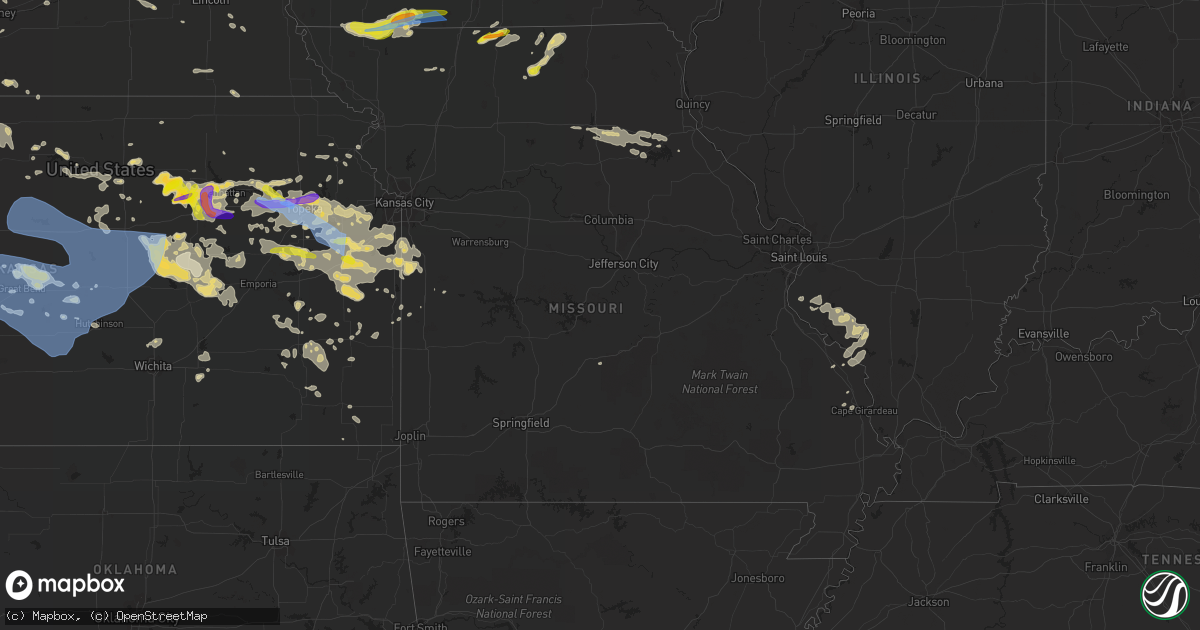 Hail map in Missouri on May 17, 2022