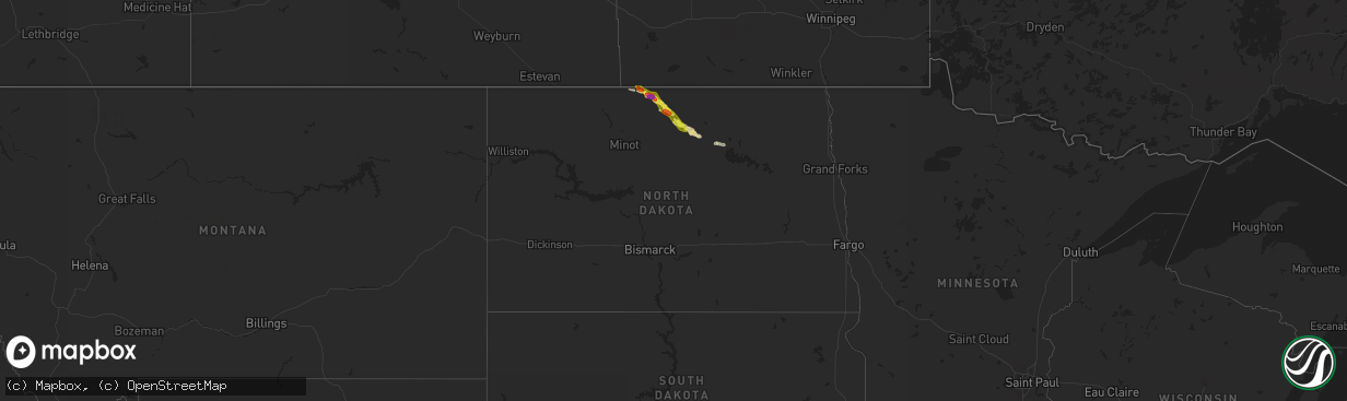 Hail map in North Dakota on May 17, 2022