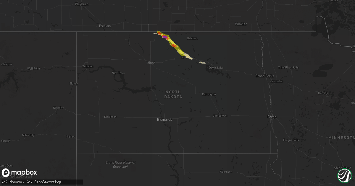 Hail map in North Dakota on May 17, 2022