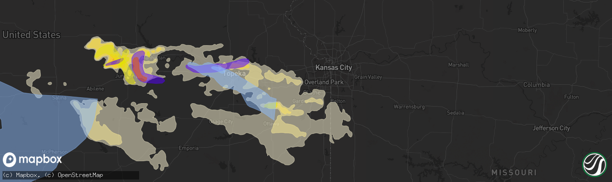 Hail map in Olathe, KS on May 17, 2022