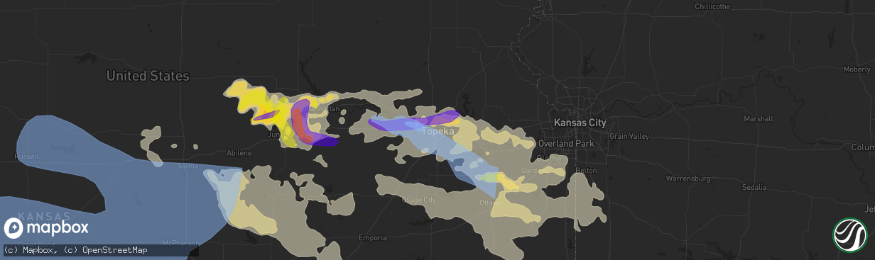 Hail map in Topeka, KS on May 17, 2022