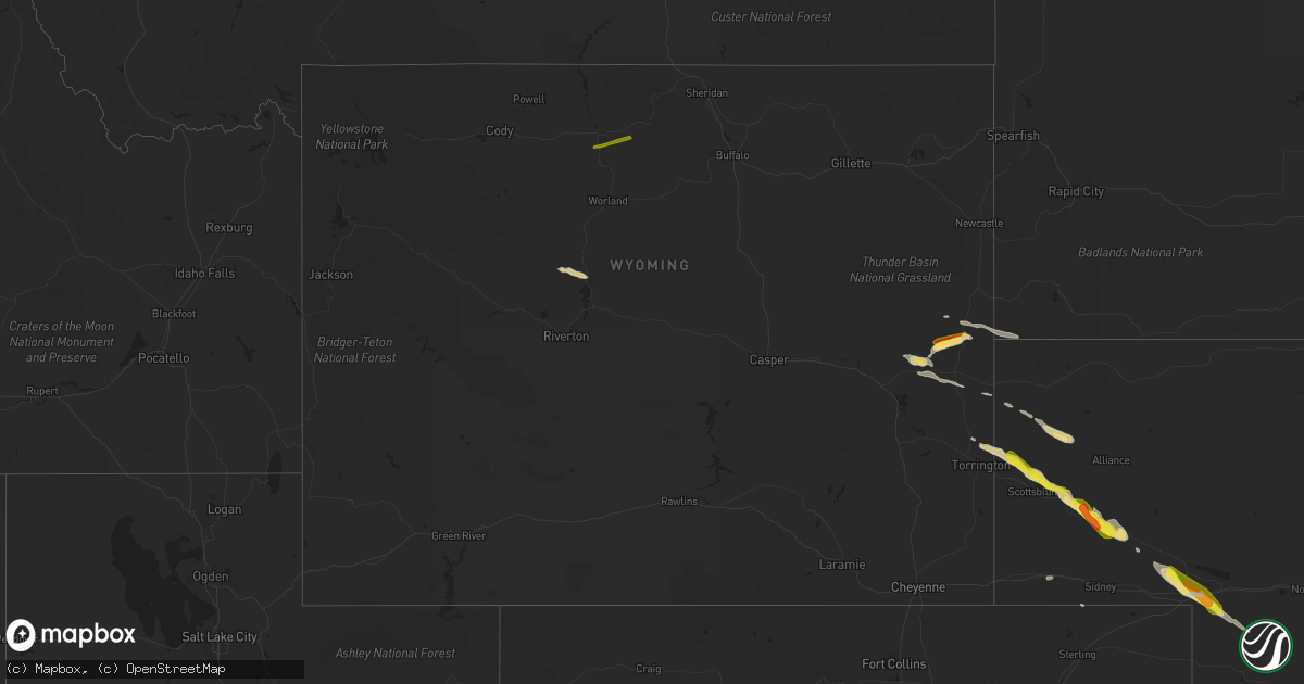 Hail map in Wyoming on May 17, 2022