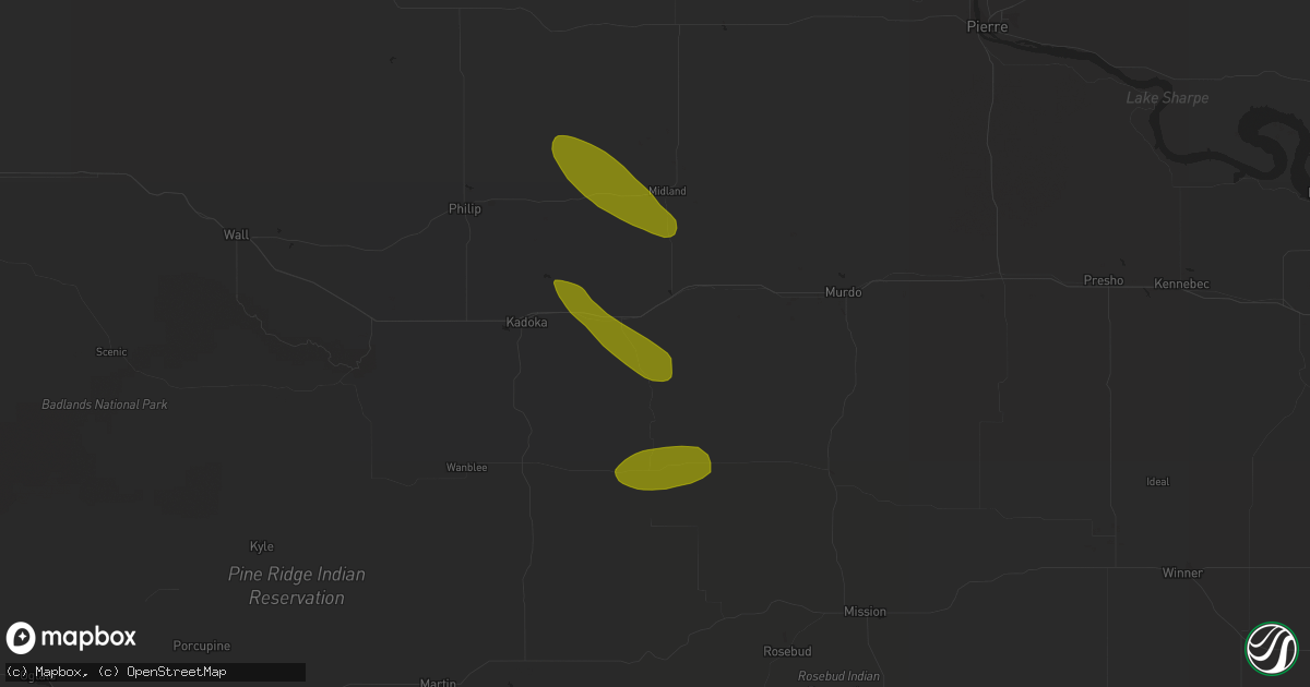 Hail map in Belvidere, SD on May 17, 2023