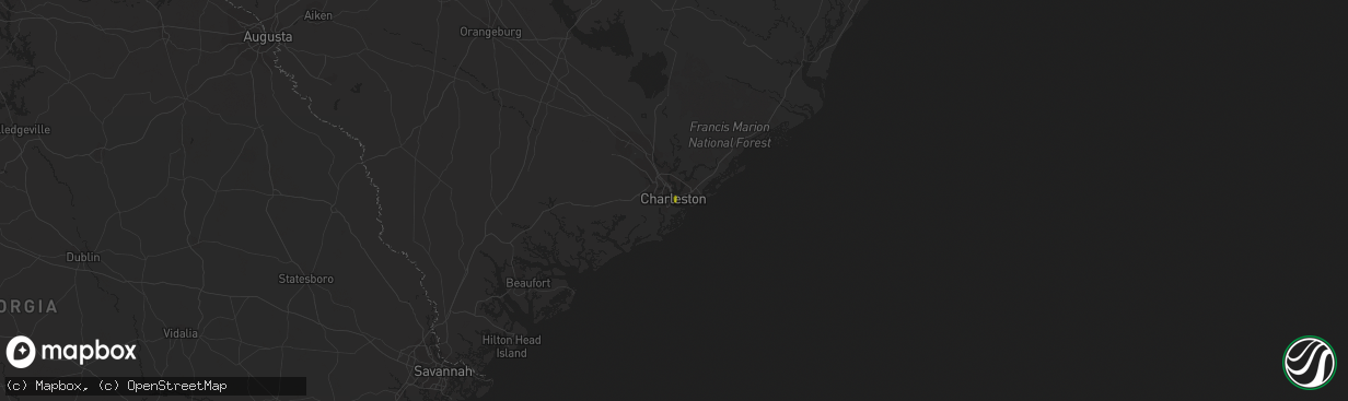 Hail map in Charleston, SC on May 17, 2023
