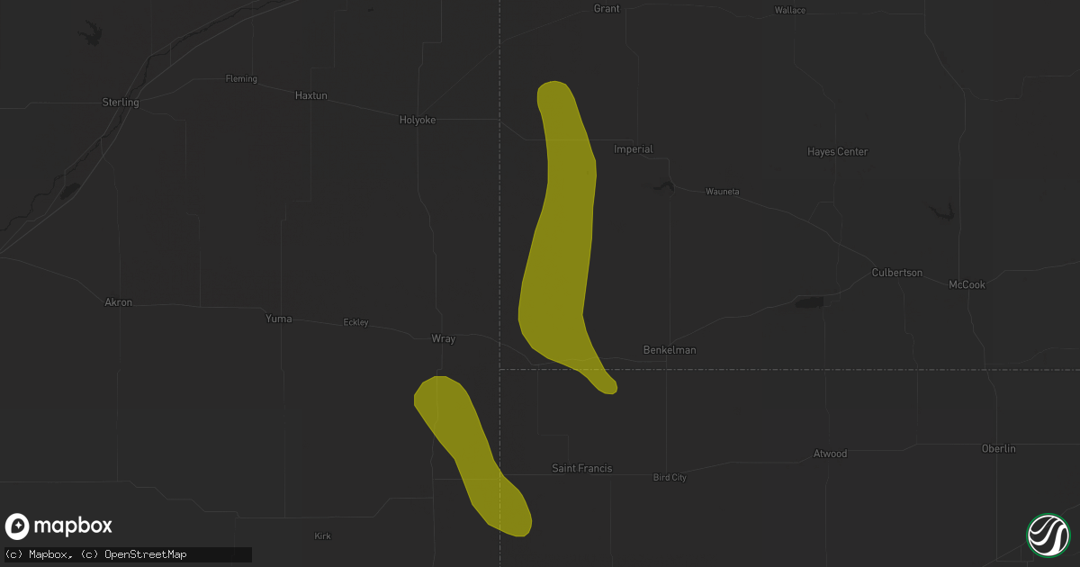 Hail map in Haigler, NE on May 17, 2023