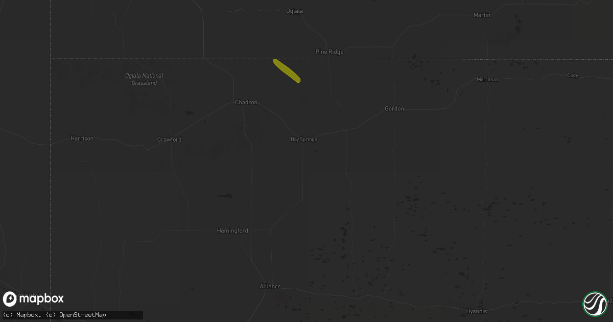 Hail map in Hay Springs, NE on May 17, 2023