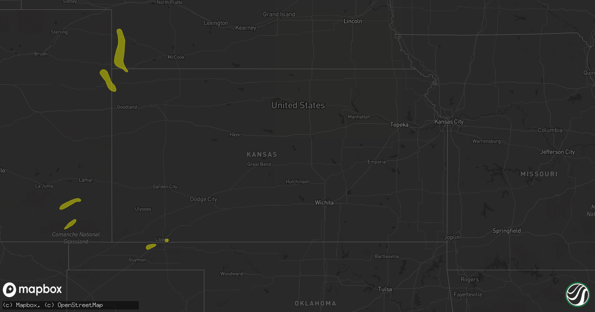 Hail map in Kansas on May 17, 2023