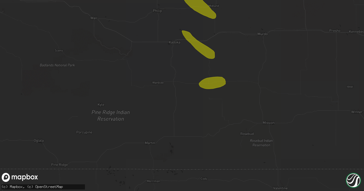 Hail map in Long Valley, SD on May 17, 2023
