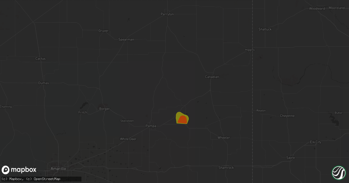 Hail map in Miami, TX on May 17, 2023
