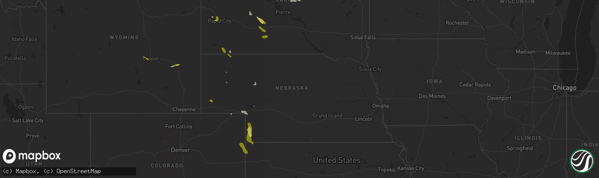 Hail map in Nebraska on May 17, 2023