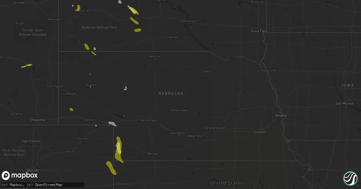 Hail map in Nebraska on May 17, 2023