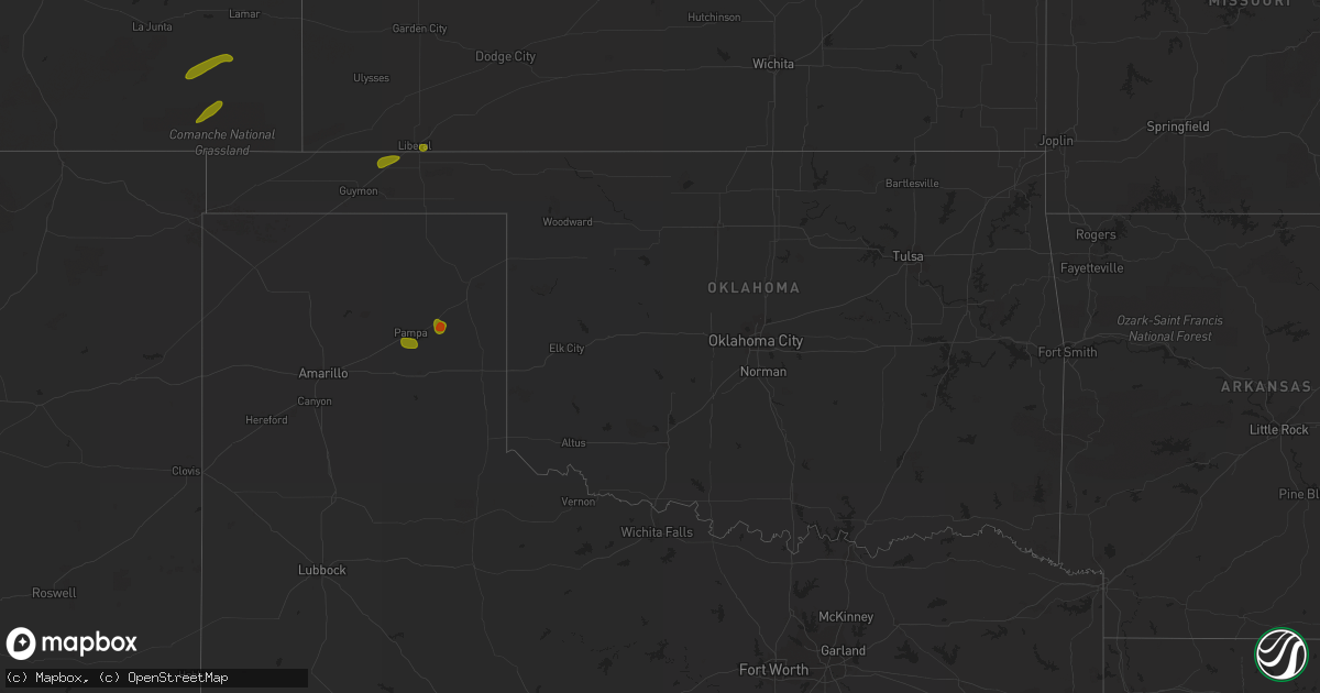 Hail map in Oklahoma on May 17, 2023
