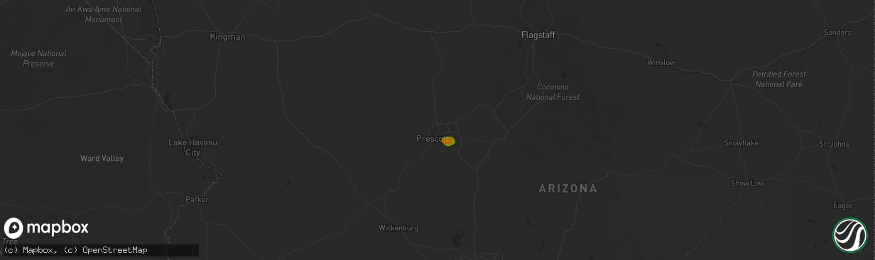 Hail map in Prescott, AZ on May 17, 2023