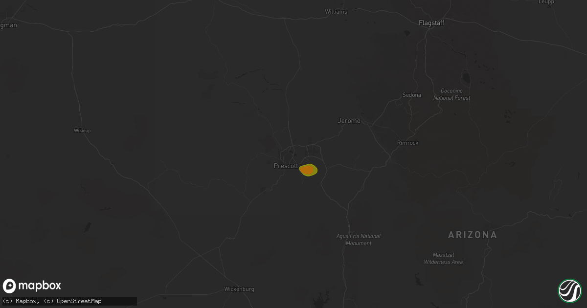 Hail map in Prescott, AZ on May 17, 2023