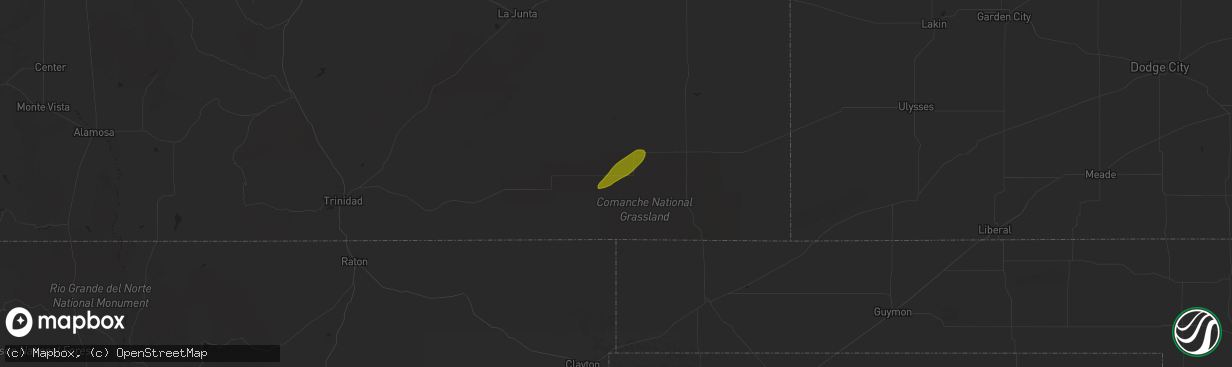 Hail map in Pritchett, CO on May 17, 2023