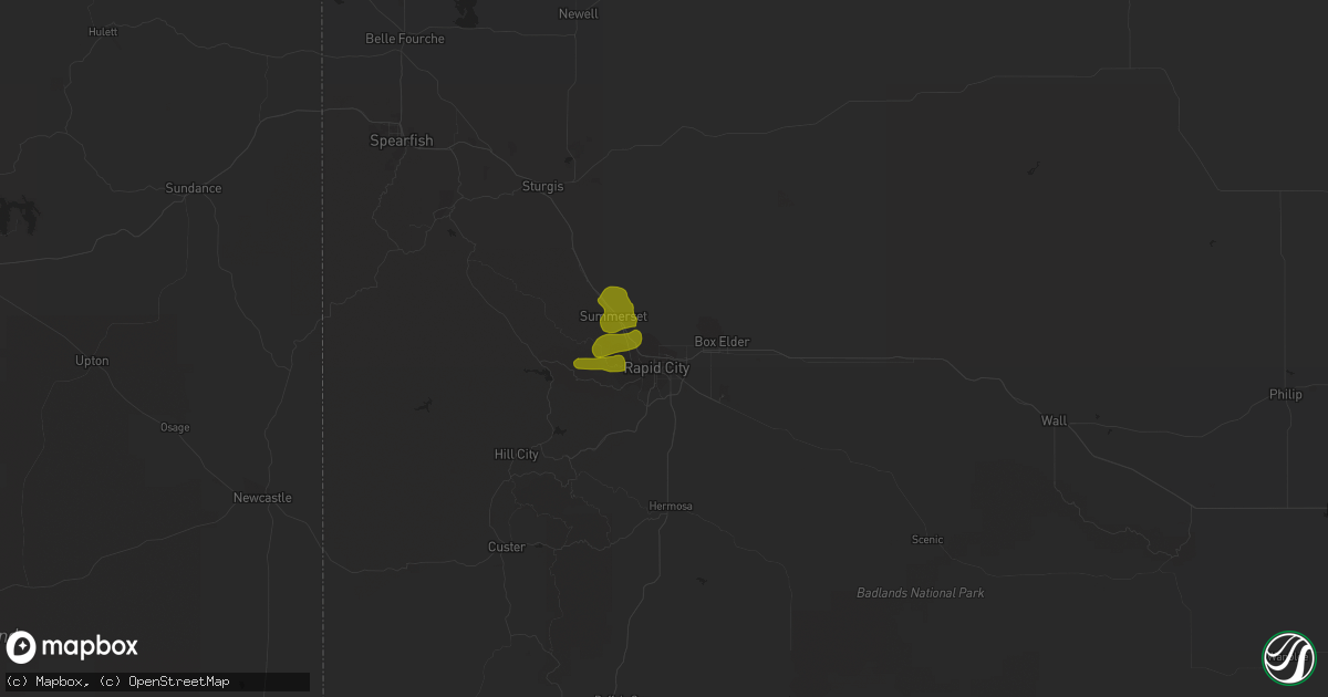 Hail map in Rapid City, SD on May 17, 2023