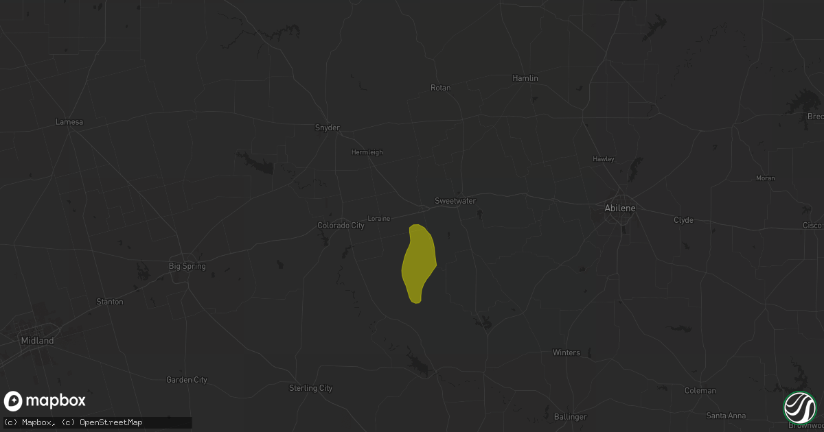 Hail map in Roscoe, TX on May 17, 2023