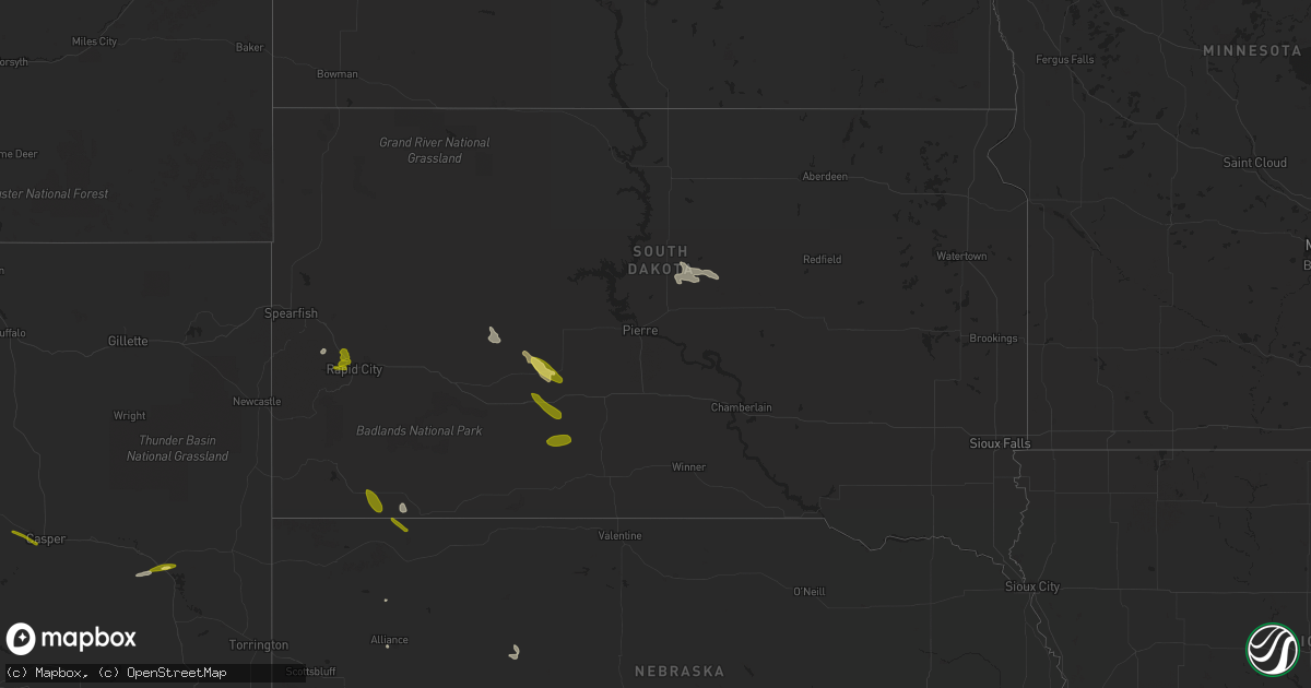 Hail map in South Dakota on May 17, 2023