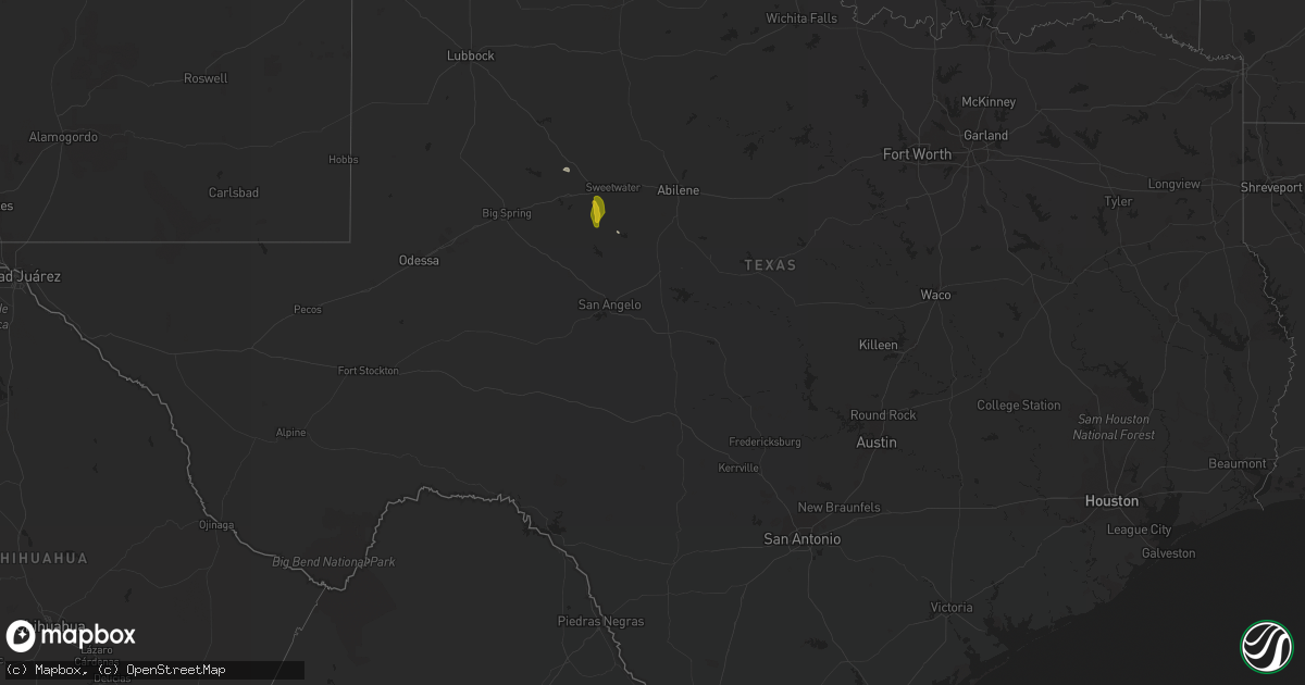 Hail map in Texas on May 17, 2023