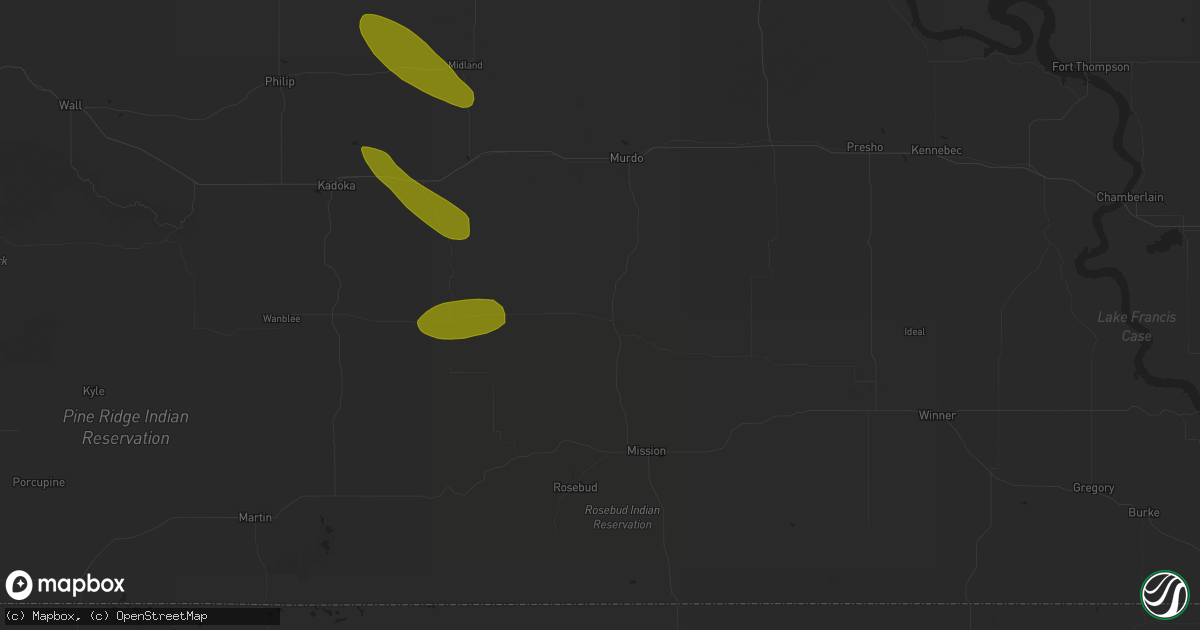 Hail map in White River, SD on May 17, 2023