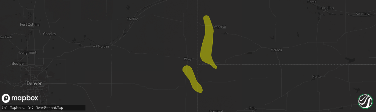 Hail map in Wray, CO on May 17, 2023