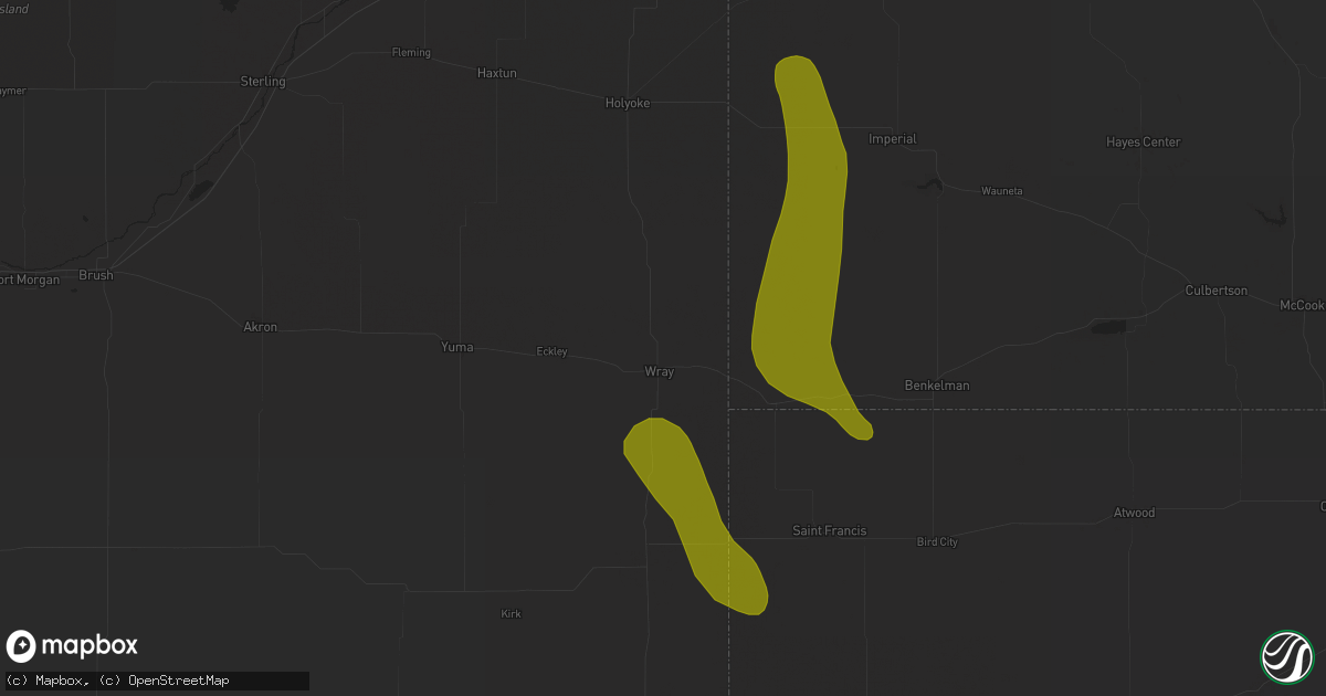 Hail map in Wray, CO on May 17, 2023