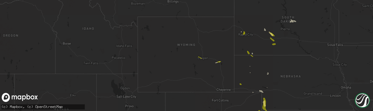Hail map in Wyoming on May 17, 2023