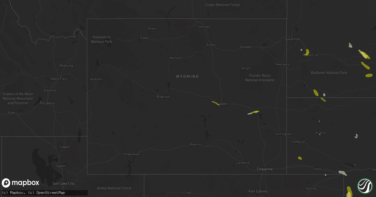 Hail map in Wyoming on May 17, 2023