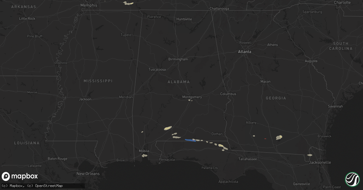Hail map in Alabama on May 17, 2024