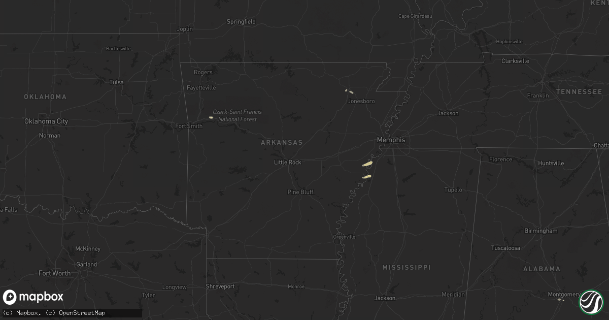 Hail map in Arkansas on May 17, 2024