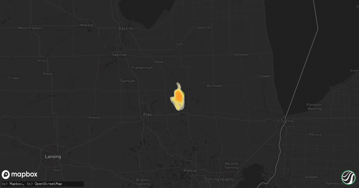 Hail map in Columbiaville, MI on May 17, 2024