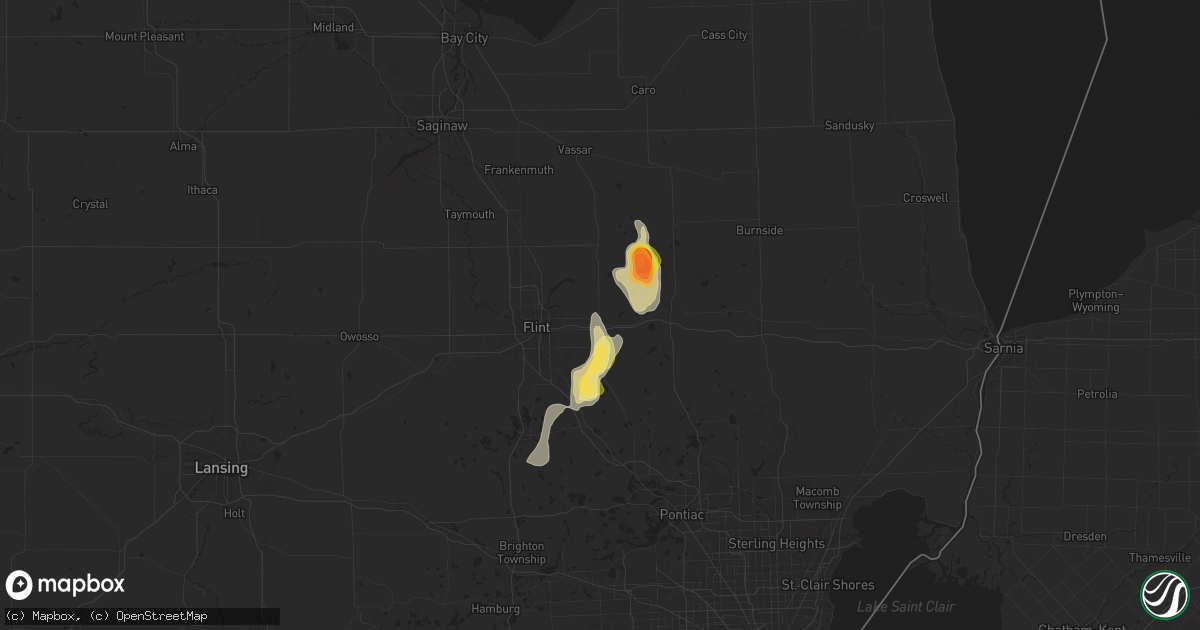 Hail map in Davison, MI on May 17, 2024