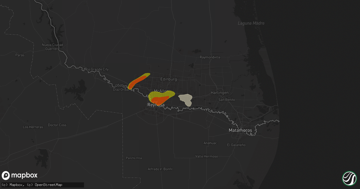 Hail map in Donna, TX on May 17, 2024