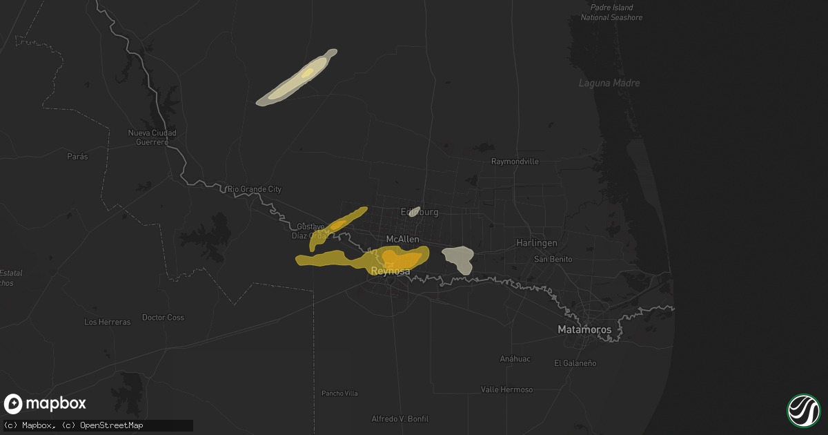 Hail map in Edinburg, TX on May 17, 2024