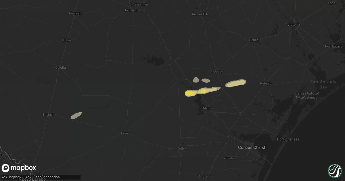 Hail map in George West, TX on May 17, 2024
