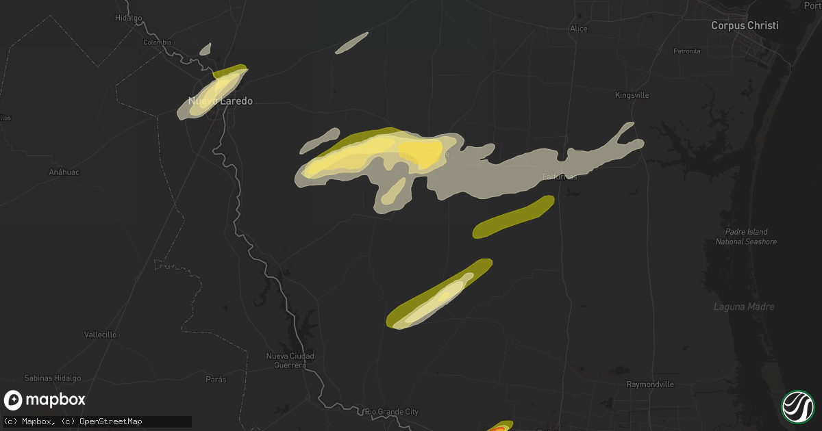 Hail map in Hebbronville, TX on May 17, 2024