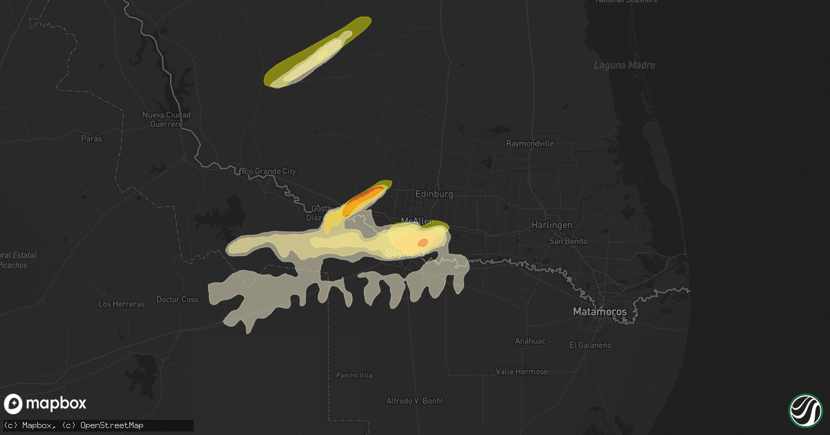 Hail map in Mcallen, TX on May 17, 2024