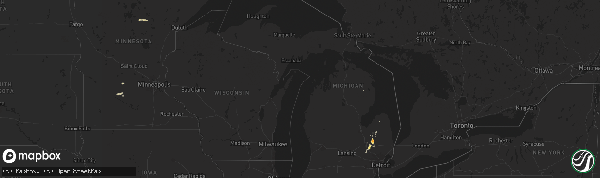 Hail map in Michigan on May 17, 2024